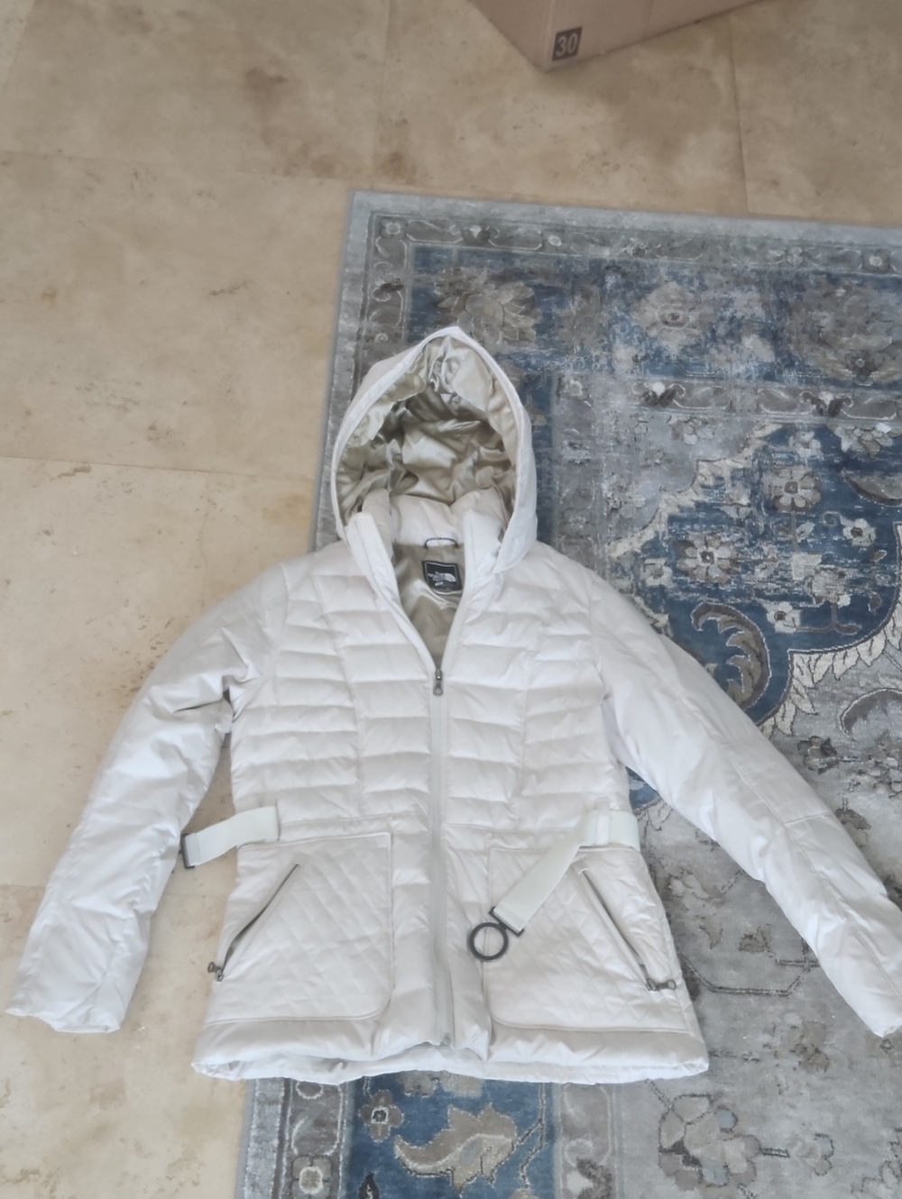 The North Face Women's Quilted Hooded Puffer Jacket in Ivory